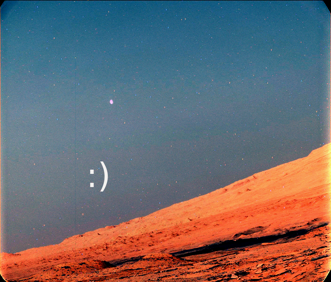 Mars surface with smiley face