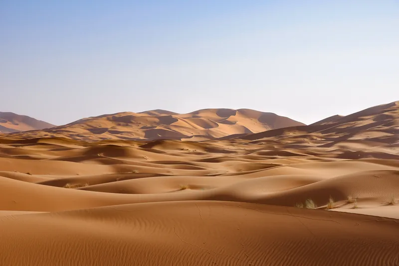 Golden sand dunes of the Sahara Desert
