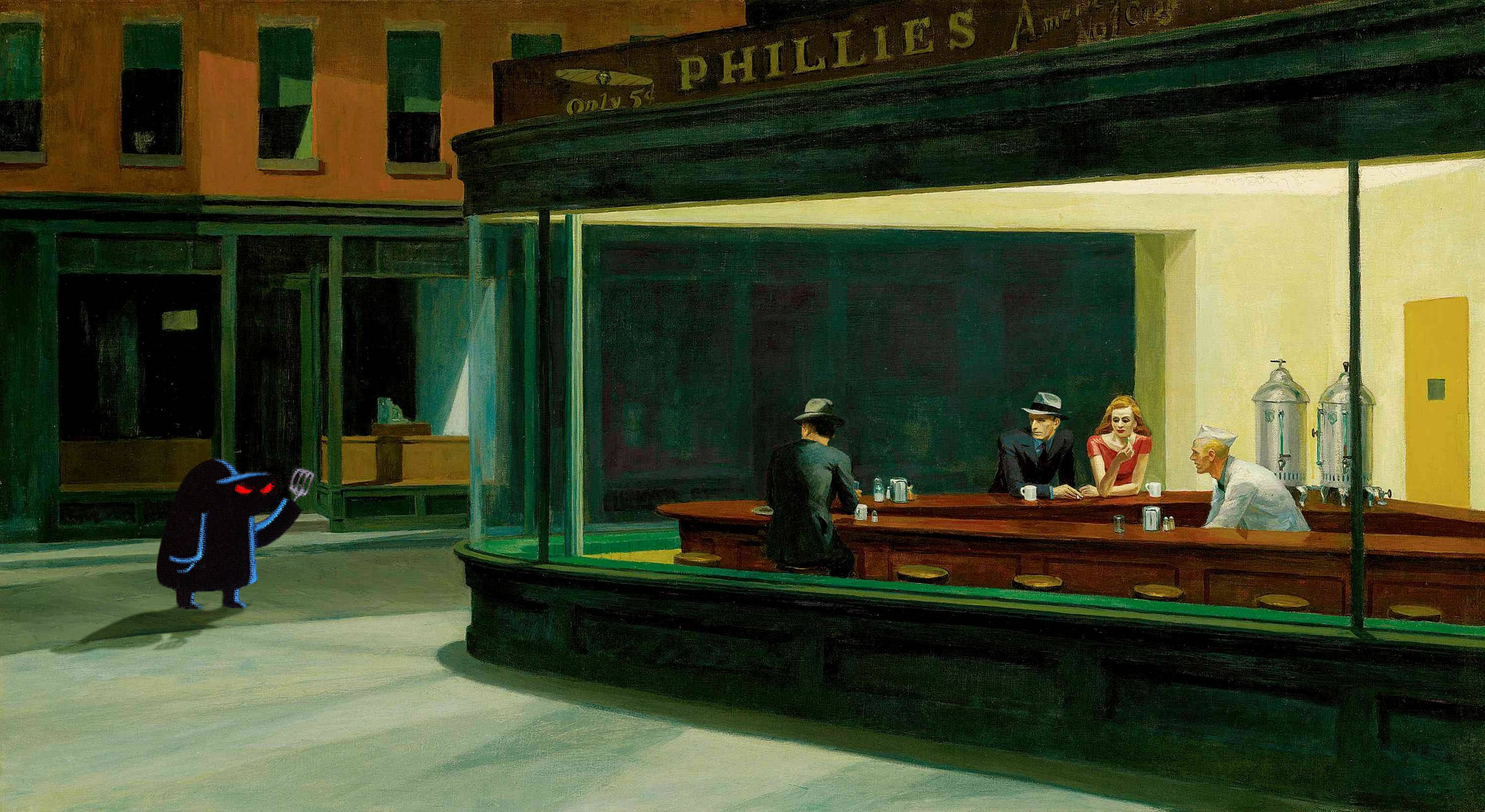 Nighthawks parody with slasher character