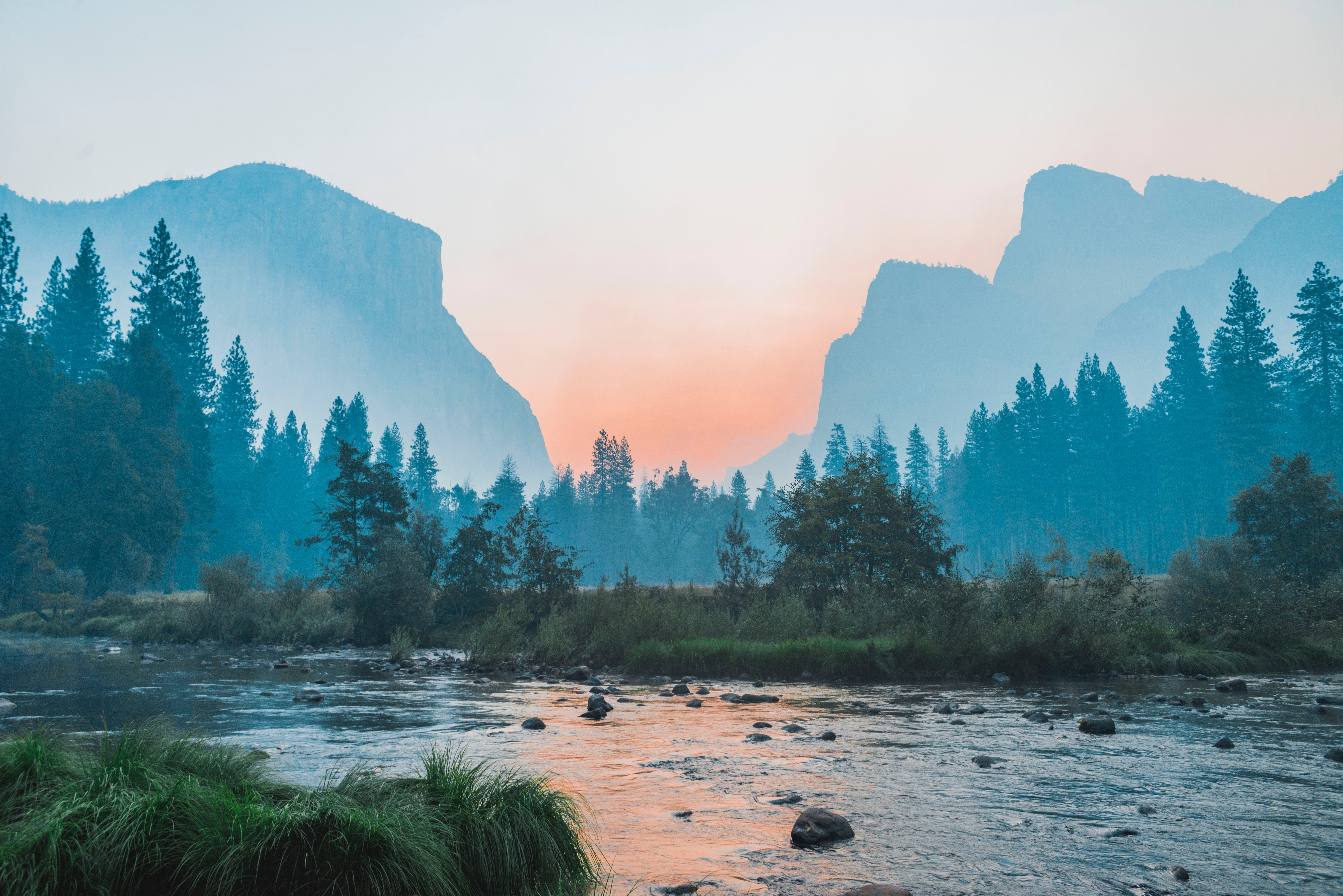 Yosemite Valley at sunset with El Capitan